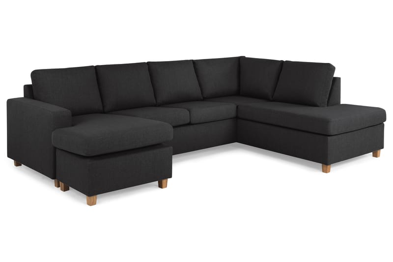 Crazy 4-seters Høyrevendt U-formet Large Sofa med Divan og Sjeselong i Stoff - Antrasitt - Møbler - Sofaer - Sofaer med sjeselong - 4 seters sofa med divan