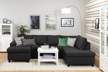 Crazy 4-seters Høyrevendt U-formet Large Sofa med Divan og Sjeselong i Stoff - Antrasitt - Møbler - Sofaer - Sofaer med sjeselong - 4 seters sofa med divan