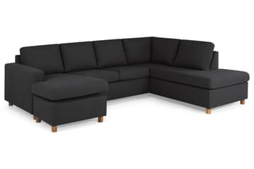 Crazy 4-seters Høyrevendt U-formet Large Sofa med Divan og Sjeselong i Stoff - Antrasitt - Møbler - Sofaer - Sofaer med sjeselong - 4 seters sofa med divan