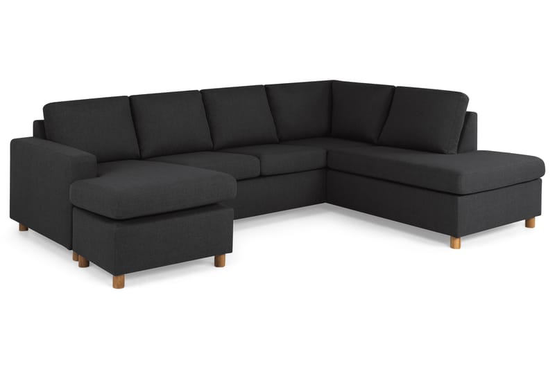 Crazy 4-seters Høyrevendt U-formet Large Sofa med Divan og Sjeselong i Stoff - Antrasitt - Møbler - Sofaer - Sofaer med sjeselong - 4 seters sofa med divan