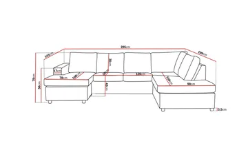 Crazy 4-seters Høyrevendt U-formet Large Sofa med Divan og Sjeselong i Stoff - Antrasitt - Møbler - Sofaer - Sofaer med sjeselong - 4 seters sofa med divan