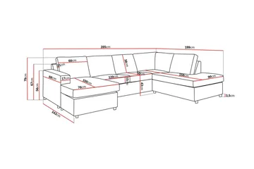 Crazy 4-seters Høyrevendt U-formet Large Sofa med Divan og Sjeselong i Stoff - Antrasitt - Møbler - Sofaer - Sofaer med sjeselong - 4 seters sofa med divan