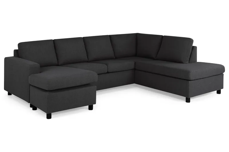 Crazy 4-seters Høyrevendt U-formet Large Sofa med Divan og Sjeselong i Stoff - Antrasitt - Møbler - Sofaer - Sofaer med sjeselong - 4 seters sofa med divan