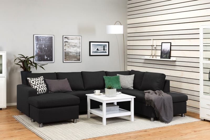 Crazy 4-seters Høyrevendt U-formet Large Sofa med Divan og Sjeselong i Stoff - Antrasitt - Møbler - Sofaer - Sofaer med sjeselong - 4 seters sofa med divan