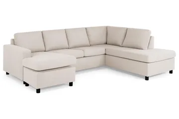 Crazy 4-seters Høyrevendt U-formet Large Sofa med Divan og Sjeselong i Stoff - Beige - Møbler - Sofaer - Sofaer med sjeselong - 4 seters sofa med divan