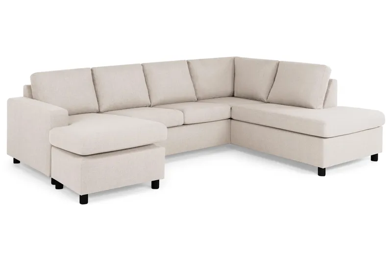 Crazy 4-seters Høyrevendt U-formet Large Sofa med Divan og Sjeselong i Stoff - Beige - Møbler - Sofaer - Sofaer med sjeselong - 4 seters sofa med divan
