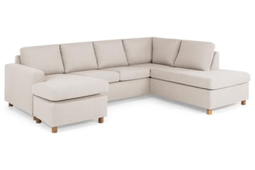 Crazy 4-seters Høyrevendt U-formet Large Sofa med Divan og Sjeselong i Stoff - Beige - Møbler - Sofaer - Sofaer med sjeselong - 4 seters sofa med divan