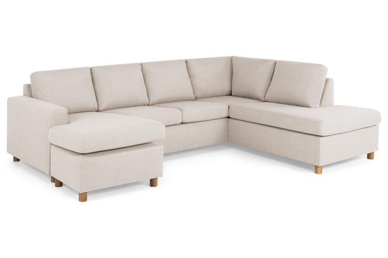 Crazy 4-seters Høyrevendt U-formet Large Sofa med Divan og Sjeselong i Stoff - Beige - Møbler - Sofaer - Sofaer med sjeselong - 4 seters sofa med divan