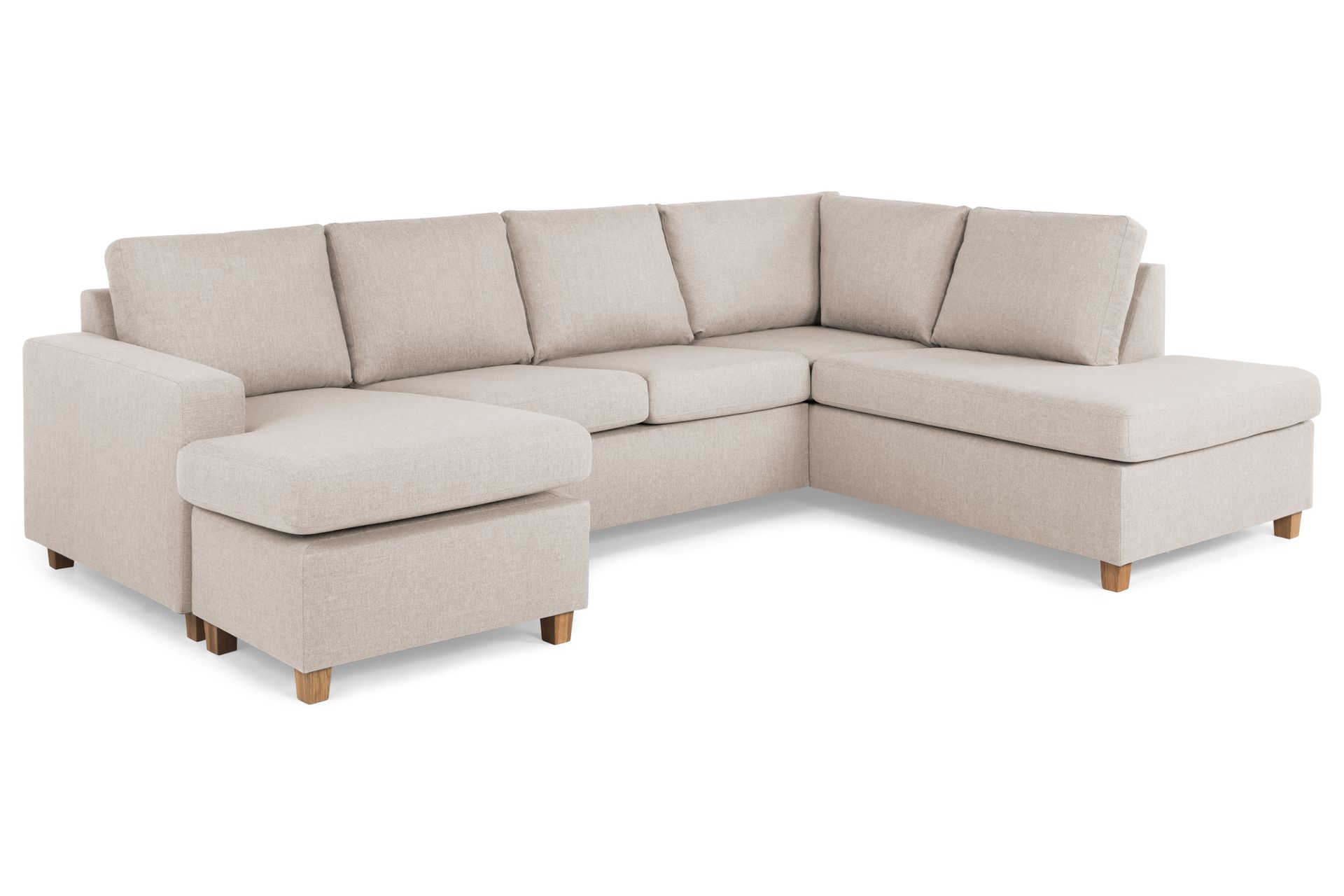 Crazy 4-seters Høyrevendt U-formet Large Sofa med Divan og Sjeselong i Stoff - Beige - Møbler - Sofaer - Sofaer med sjeselong - 4 seters sofa med divan