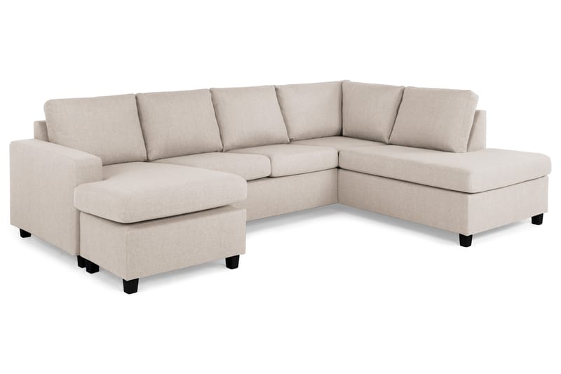 Crazy 4-seters Høyrevendt U-formet Large Sofa med Divan og Sjeselong i Stoff - Beige - Møbler - Sofaer - Sofaer med sjeselong - 4 seters sofa med divan