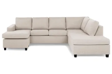 Crazy 4-seters Høyrevendt U-formet Large Sofa med Divan og Sjeselong i Stoff - Beige - Møbler - Sofaer - Sofaer med sjeselong - 4 seters sofa med divan