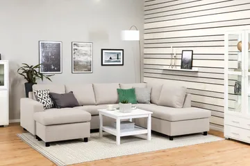 Crazy 4-seters Høyrevendt U-formet Large Sofa med Divan og Sjeselong i Stoff - Beige - Møbler - Sofaer - Sofaer med sjeselong - 4 seters sofa med divan