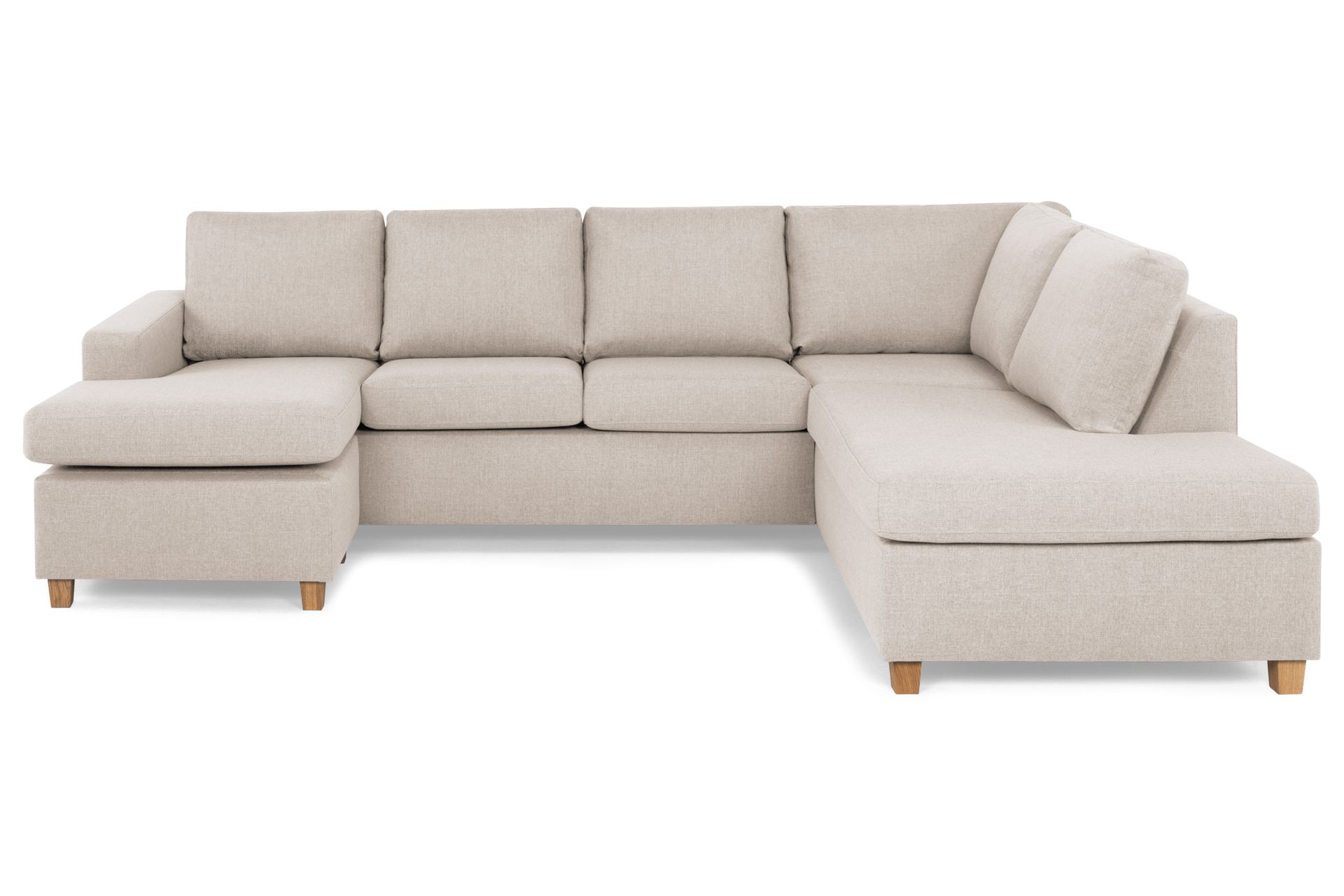 Crazy 4-seters Høyrevendt U-formet Large Sofa med Divan og Sjeselong i Stoff - Beige - Møbler - Sofaer - Sofaer med sjeselong - 4 seters sofa med divan