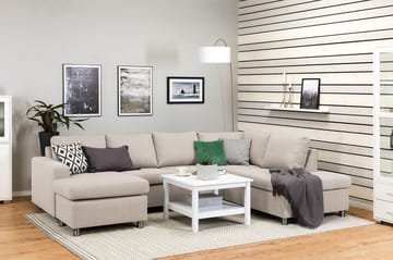 Crazy 4-seters Høyrevendt U-formet Large Sofa med Divan og Sjeselong i Stoff - Beige - Møbler - Sofaer - Sofaer med sjeselong - 4 seters sofa med divan