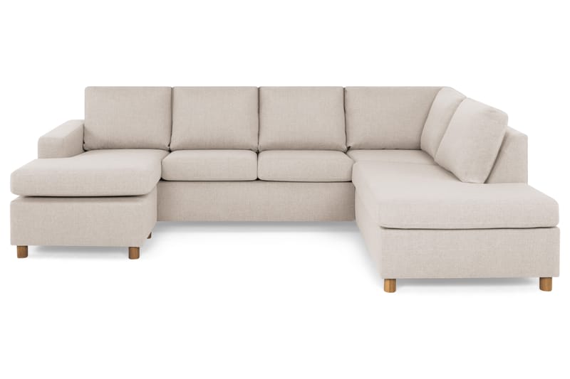 Crazy 4-seters Høyrevendt U-formet Large Sofa med Divan og Sjeselong i Stoff - Beige - Møbler - Sofaer - Sofaer med sjeselong - 4 seters sofa med divan