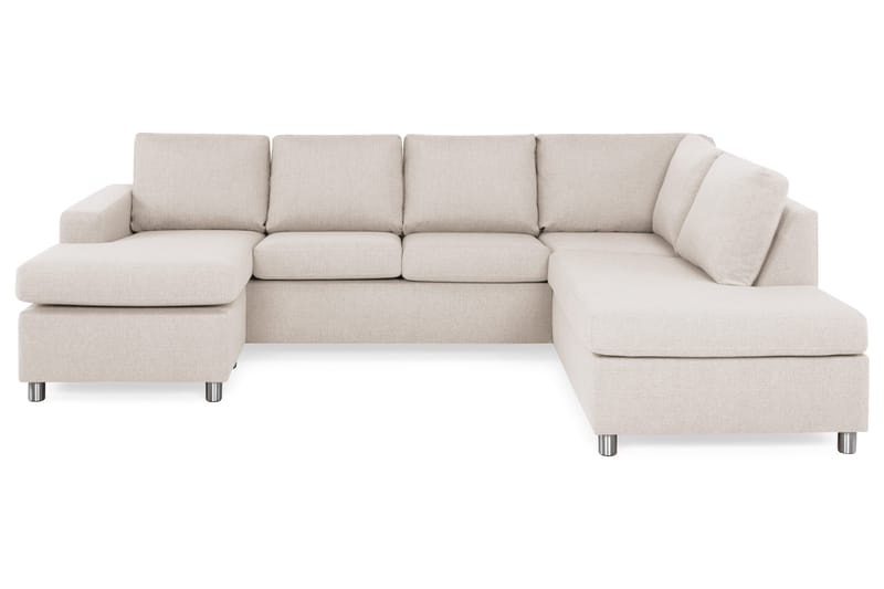 Crazy 4-seters Høyrevendt U-formet Large Sofa med Divan og Sjeselong i Stoff, Beige