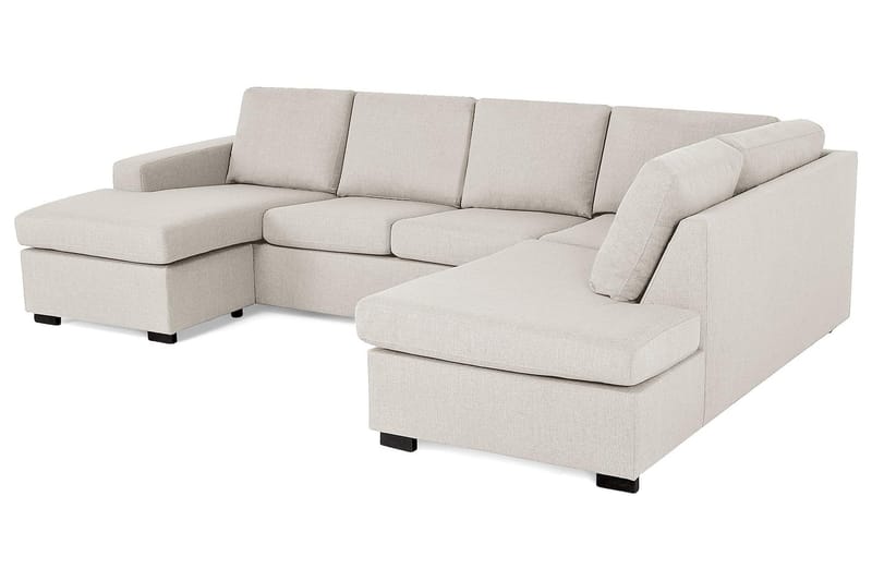 Crazy 4-seters Høyrevendt U-formet Large Sofa med Divan og Sjeselong i Stoff - Beige - Møbler - Sofaer - Sofaer med sjeselong - 4 seters sofa med divan