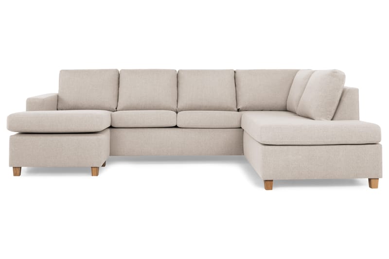 Crazy 4-seters Høyrevendt U-formet Large Sofa med Divan og Sjeselong i Stoff - Beige - Møbler - Sofaer - Sofaer med sjeselong - 4 seters sofa med divan