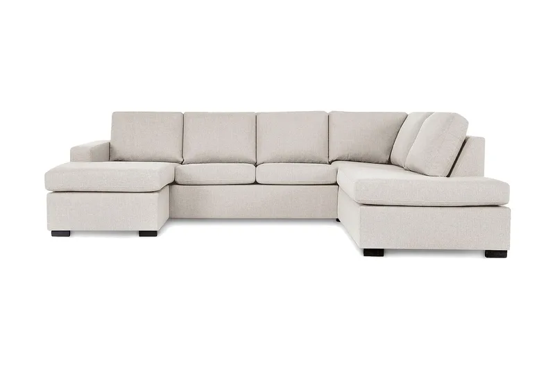 Crazy 4-seters Høyrevendt U-formet Large Sofa med Divan og Sjeselong i Stoff, Beige