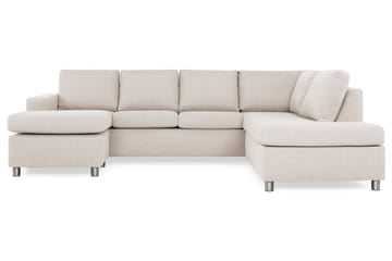 Crazy 4-seters Høyrevendt U-formet Large Sofa med Divan og Sjeselong i Stoff - Beige - Møbler - Sofaer - Sofaer med sjeselong - 4 seters sofa med divan