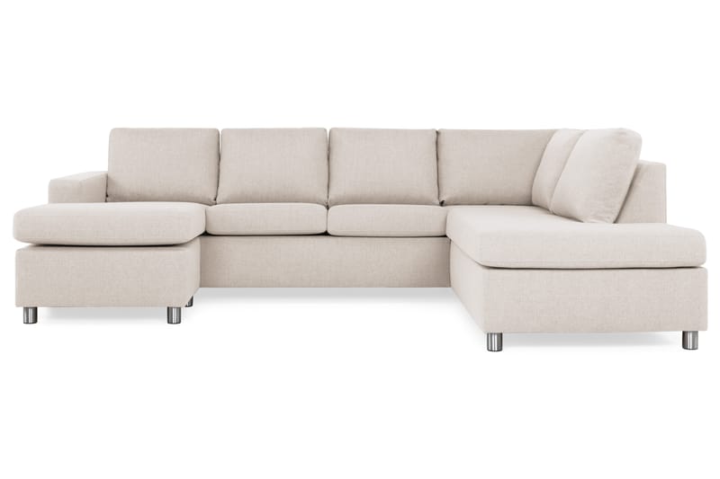 Crazy 4-seters Høyrevendt U-formet Large Sofa med Divan og Sjeselong i Stoff - Beige - Møbler - Sofaer - Sofaer med sjeselong - 4 seters sofa med divan