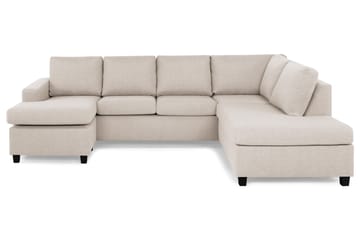 Crazy 4-seters Høyrevendt U-formet Large Sofa med Divan og Sjeselong i Stoff - Beige - Møbler - Sofaer - Sofaer med sjeselong - 4 seters sofa med divan