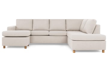 Crazy 4-seters Høyrevendt U-formet Large Sofa med Divan og Sjeselong i Stoff - Beige - Møbler - Sofaer - Sofaer med sjeselong - 4 seters sofa med divan