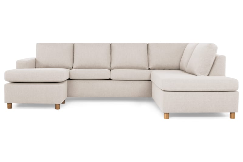Crazy 4-seters Høyrevendt U-formet Large Sofa med Divan og Sjeselong i Stoff - Beige - Møbler - Sofaer - Sofaer med sjeselong - 4 seters sofa med divan