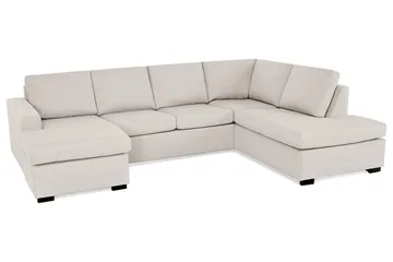 Crazy 4-seters Høyrevendt U-formet Large Sofa med Divan og Sjeselong i Stoff - Beige - Møbler - Sofaer - Sofaer med sjeselong - 4 seters sofa med divan