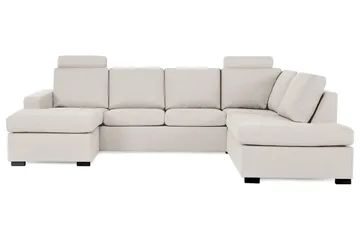 Crazy 4-seters Høyrevendt U-formet Large Sofa med Divan og Sjeselong i Stoff - Beige - Møbler - Sofaer - Sofaer med sjeselong - 4 seters sofa med divan