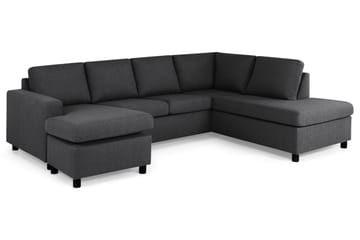 Crazy 4-seters Høyrevendt U-formet Large Sofa med Divan og Sjeselong i Stoff - Mørk grå - Møbler - Sofaer - Sofaer med sjeselong - 4 seters sofa med divan