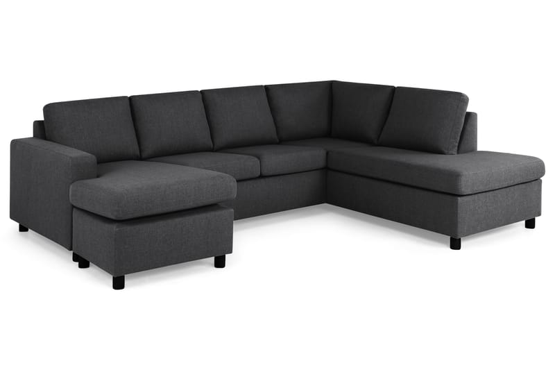 Crazy 4-seters Høyrevendt U-formet Large Sofa med Divan og Sjeselong i Stoff - Mørk grå - Møbler - Sofaer - Sofaer med sjeselong - 4 seters sofa med divan