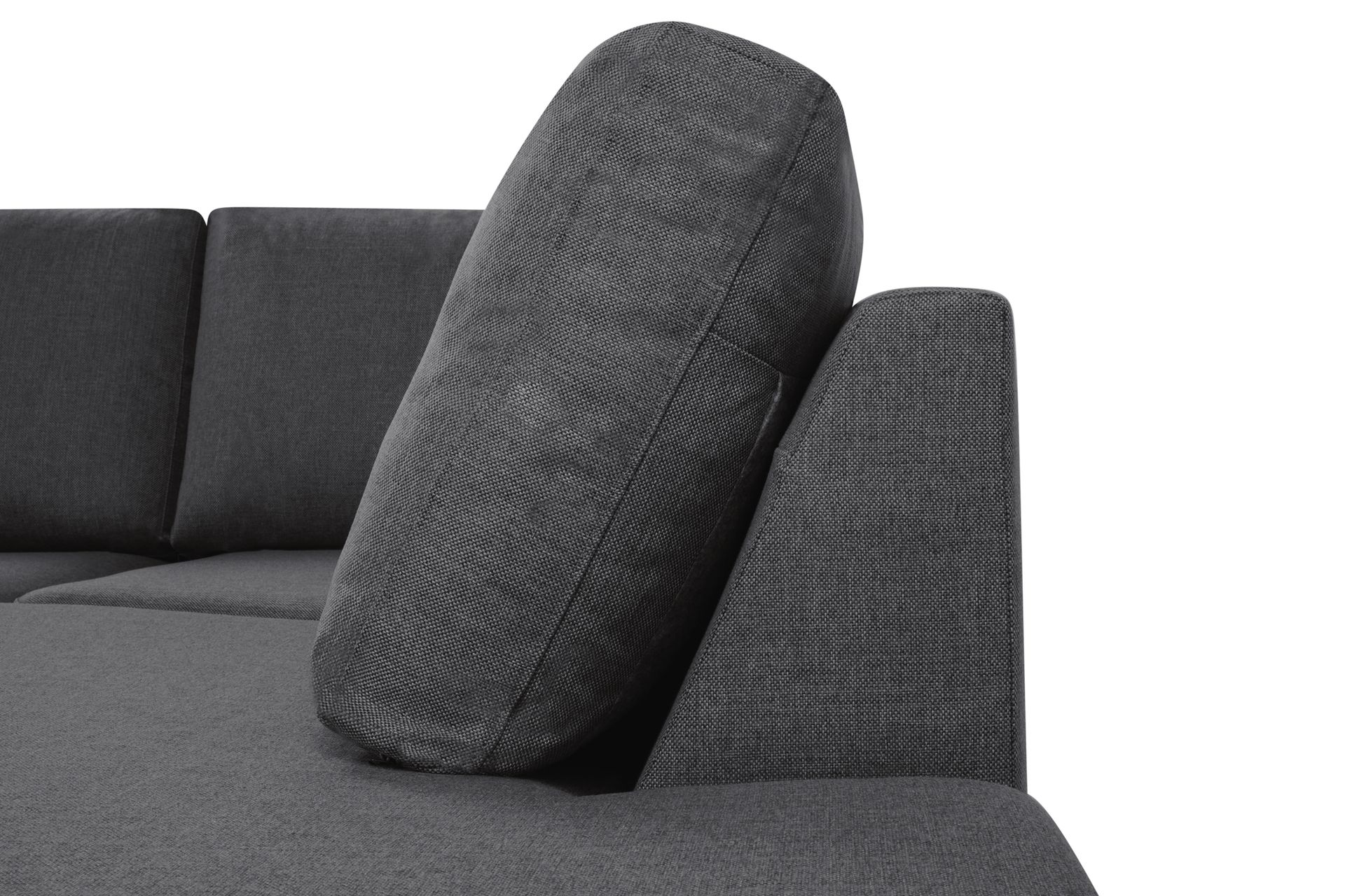 Crazy 4-seters Høyrevendt U-formet Large Sofa med Divan og Sjeselong i Stoff - Mørk grå - Møbler - Sofaer - Sofaer med sjeselong - 4 seters sofa med divan
