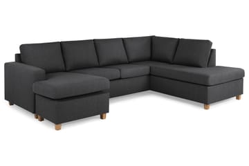 Crazy 4-seters Høyrevendt U-formet Large Sofa med Divan og Sjeselong i Stoff - Mørk grå - Møbler - Sofaer - Sofaer med sjeselong - 4 seters sofa med divan