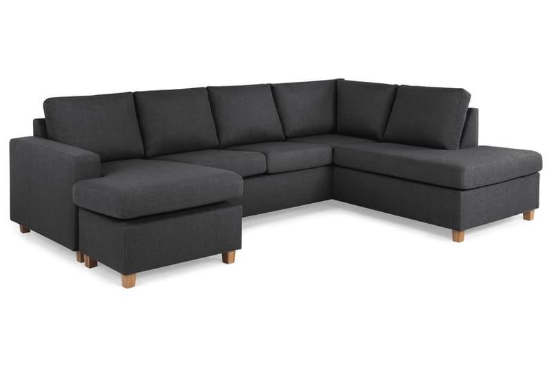 Crazy 4-seters Høyrevendt U-formet Large Sofa med Divan og Sjeselong i Stoff - Mørk grå - Møbler - Sofaer - Sofaer med sjeselong - 4 seters sofa med divan