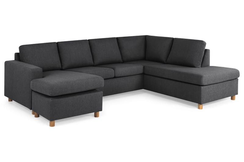 Crazy 4-seters Høyrevendt U-formet Large Sofa med Divan og Sjeselong i Stoff - Mørk grå - Møbler - Sofaer - Sofaer med sjeselong - 4 seters sofa med divan