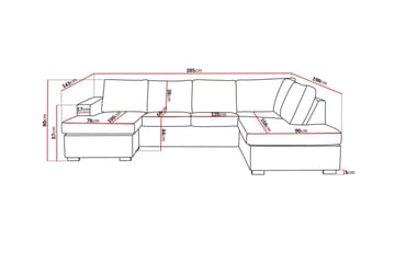 Crazy 4-seters Høyrevendt U-formet Large Sofa med Divan og Sjeselong i Stoff - Mørk grå - Møbler - Sofaer - Sofaer med sjeselong - 4 seters sofa med divan