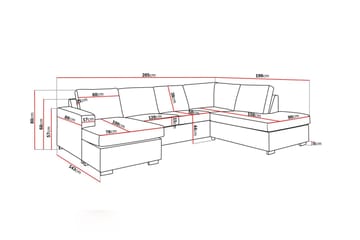 Crazy 4-seters Høyrevendt U-formet Large Sofa med Divan og Sjeselong i Stoff - Mørk grå - Møbler - Sofaer - Sofaer med sjeselong - 4 seters sofa med divan