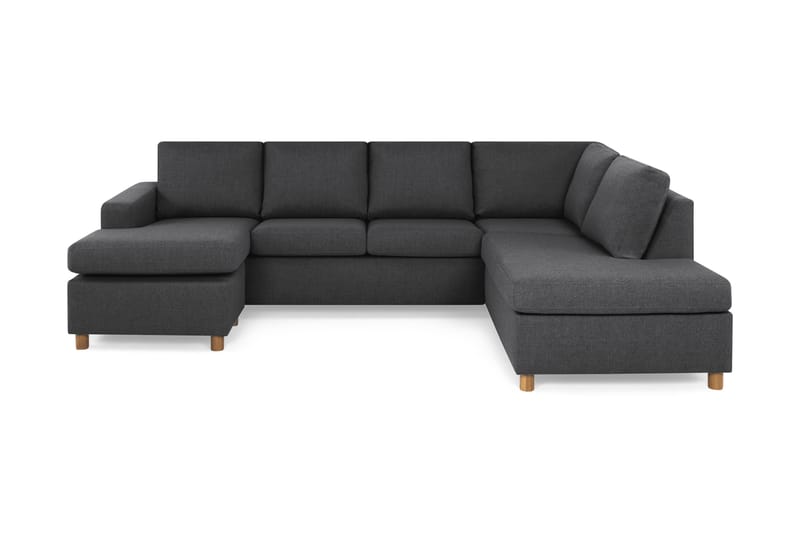 Crazy 4-seters Høyrevendt U-formet Large Sofa med Divan og Sjeselong i Stoff - Mørk grå - Møbler - Sofaer - Sofaer med sjeselong - 4 seters sofa med divan