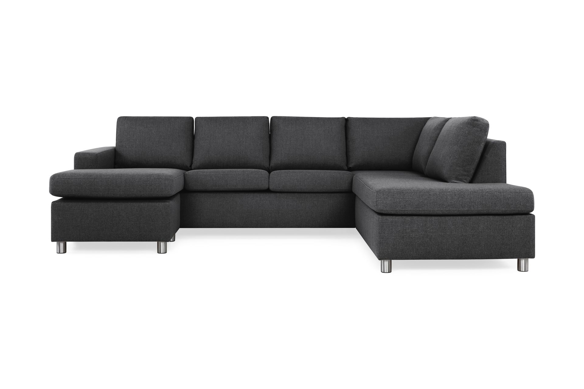 Crazy 4-seters Høyrevendt U-formet Large Sofa med Divan og Sjeselong i Stoff - Mørk grå - Møbler - Sofaer - Sofaer med sjeselong - 4 seters sofa med divan