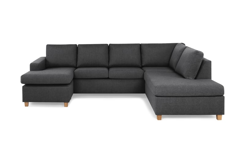 Crazy 4-seters Høyrevendt U-formet Large Sofa med Divan og Sjeselong i Stoff - Mørk grå - Møbler - Sofaer - Sofaer med sjeselong - 4 seters sofa med divan