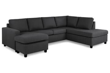 Crazy 4-seters Høyrevendt U-formet Large Sofa med Divan og Sjeselong i Stoff - Mørk grå - Møbler - Sofaer - Sofaer med sjeselong - 4 seters sofa med divan