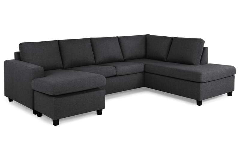 Crazy 4-seters Høyrevendt U-formet Large Sofa med Divan og Sjeselong i Stoff - Mørk grå - Møbler - Sofaer - Sofaer med sjeselong - 4 seters sofa med divan
