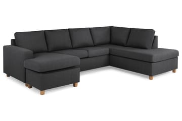 Crazy 4-seters Høyrevendt U-formet Large Sofa med Divan og Sjeselong i Stoff - Mørk grå - Møbler - Sofaer - Sofaer med sjeselong - 4 seters sofa med divan