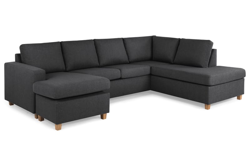 Crazy 4-seters Høyrevendt U-formet Large Sofa med Divan og Sjeselong i Stoff - Mørk grå - Møbler - Sofaer - Sofaer med sjeselong - 4 seters sofa med divan