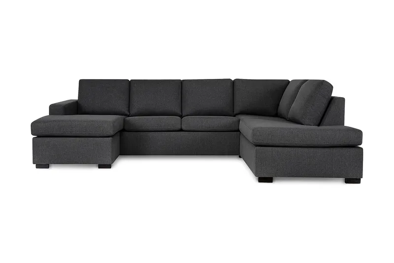 Crazy 4-seters Høyrevendt U-formet Large Sofa med Divan og Sjeselong i Stoff - Mørk grå - Møbler - Sofaer - Sofaer med sjeselong - 4 seters sofa med divan