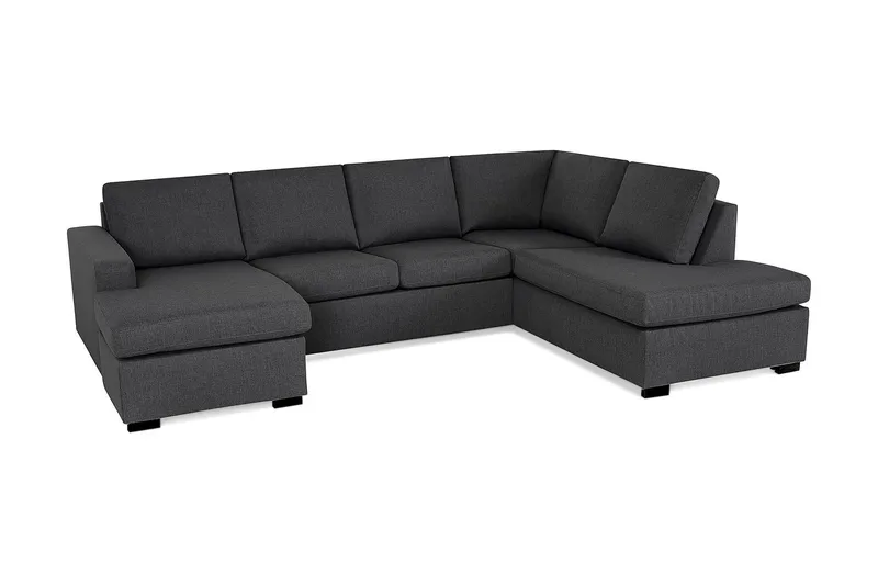 Crazy 4-seters Høyrevendt U-formet Large Sofa med Divan og Sjeselong i Stoff - Mørk grå - Møbler - Sofaer - Sofaer med sjeselong - 4 seters sofa med divan