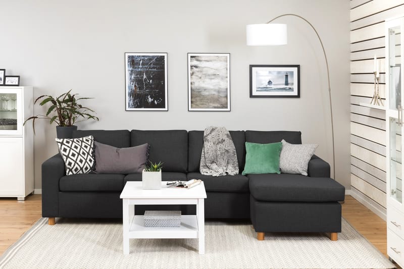 Crazy 4-seters Vendbar L-formet Sjeselongsofa i Stoff - Antrasitt - Møbler - Sofaer - Sofaer med sjeselong - 4 seters sofa med divan