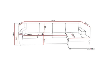 Crazy 4-seters Vendbar L-formet Sjeselongsofa i Stoff - Antrasitt - Møbler - Sofaer - Sofaer med sjeselong - 4 seters sofa med divan
