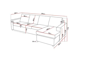 Crazy 4-seters Vendbar L-formet Sjeselongsofa i Stoff - Antrasitt - Møbler - Sofaer - Sofaer med sjeselong - 4 seters sofa med divan